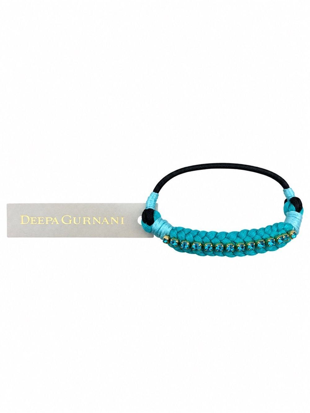 Deepa Gurnani Blue Braided Hair/Ponytail Tie or Bracelet Crystal Accents NWT